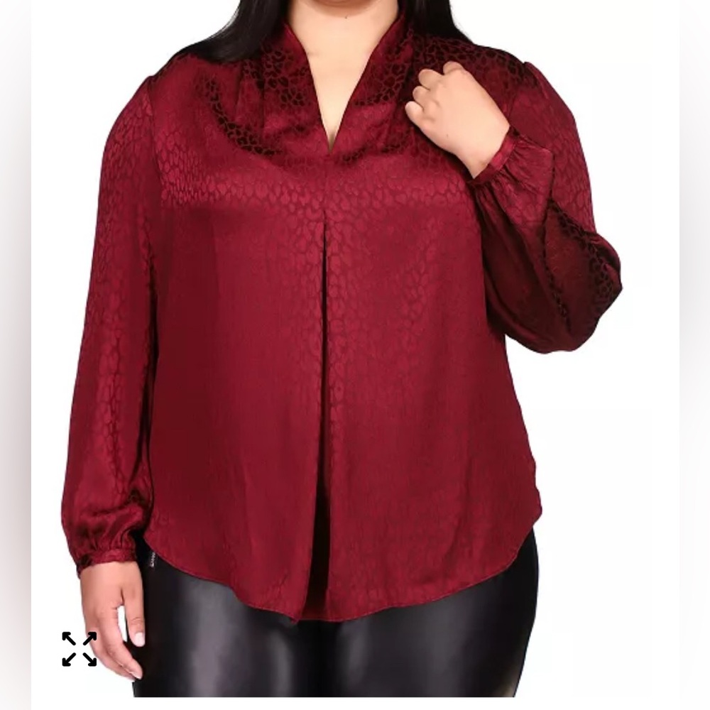 Michaels Deep Red Patterned Blouse